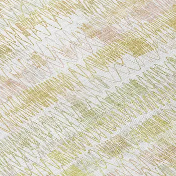 8' Gold Beige And Tan Round Striped Washable Indoor Outdoor Area Rug