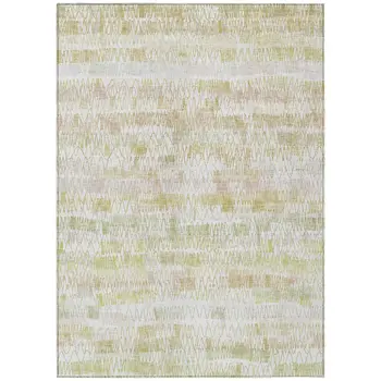 10' X 14' Gold Beige And Tan Striped Washable Indoor Outdoor Area Rug