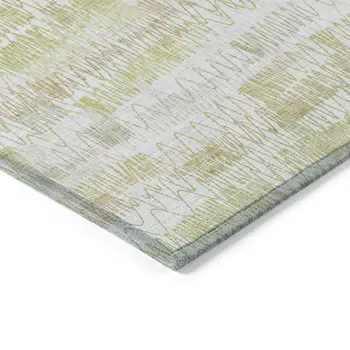 10' X 14' Gold Beige And Tan Striped Washable Indoor Outdoor Area Rug
