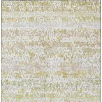10' X 14' Gold Beige And Tan Striped Washable Indoor Outdoor Area Rug