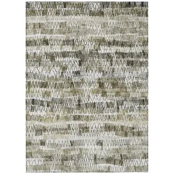 8' X 10' Taupe Beige And Tan Striped Washable Indoor Outdoor Area Rug