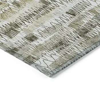 10' X 14' Taupe Beige And Tan Striped Washable Indoor Outdoor Area Rug
