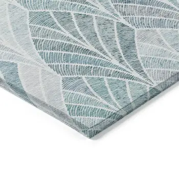 8' X 10' Aqua Mint Green And Silver Geometric Washable Indoor Outdoor Area Rug
