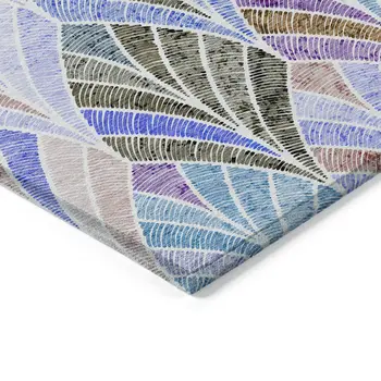 10' X 14' Blue Brown And Purple Geometric Washable Indoor Outdoor Area Rug