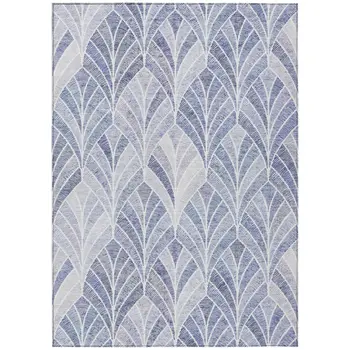 5' X 8' Denim Blue And Sky Blue Geometric Washable Indoor Outdoor Area Rug