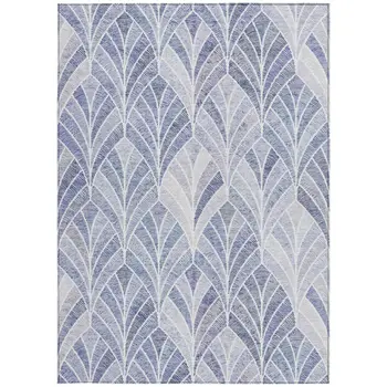 10' X 14' Denim Blue And Sky Blue Geometric Washable Indoor Outdoor Area Rug
