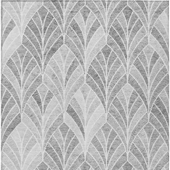 5' X 8' Gray Charcoal And Ivory Geometric Washable Indoor Outdoor Area Rug