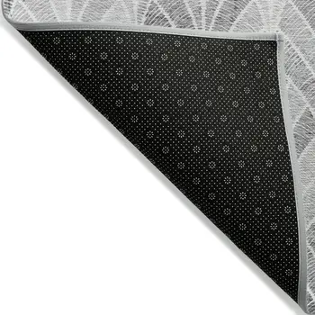 10' X 14' Gray Charcoal And Ivory Geometric Washable Indoor Outdoor Area Rug