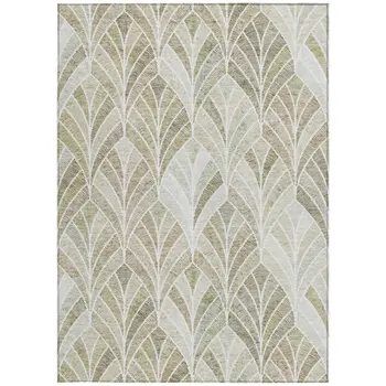 3' X 5' Khaki Tan And Beige Geometric Washable Indoor Outdoor Area Rug