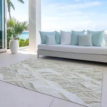 3' X 5' Khaki Tan And Beige Geometric Washable Indoor Outdoor Area Rug