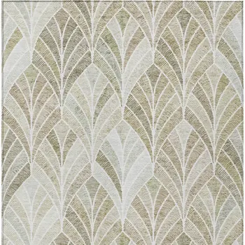 10' X 14' Khaki Tan And Beige Geometric Washable Indoor Outdoor Area Rug