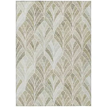 10' X 14' Khaki Tan And Beige Geometric Washable Indoor Outdoor Area Rug