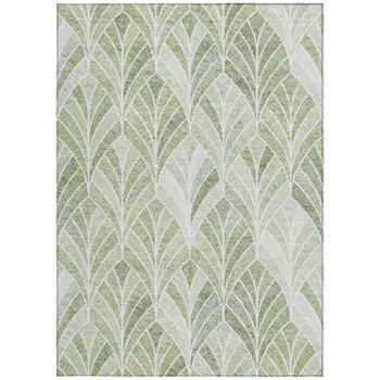 3' X 5' Sage Artichoke Green And Mint Green Geometric Washable Indoor Outdoor Area Rug