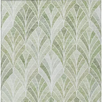 5' X 8' Sage Artichoke Green And Mint Green Geometric Washable Indoor Outdoor Area Rug
