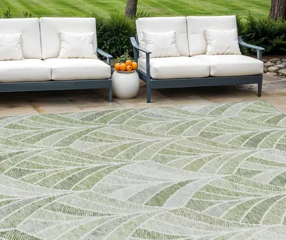 9' X 12' Sage Artichoke Green And Mint Green Geometric Washable Indoor Outdoor Area Rug