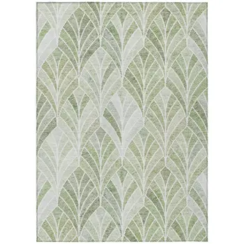 9' X 12' Sage Artichoke Green And Mint Green Geometric Washable Indoor Outdoor Area Rug