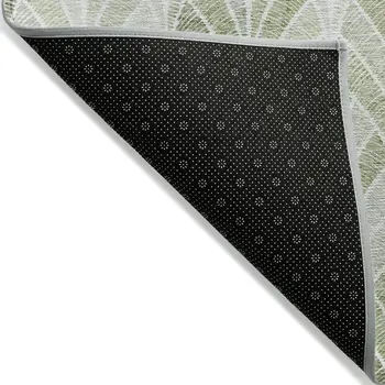 9' X 12' Sage Artichoke Green And Mint Green Geometric Washable Indoor Outdoor Area Rug