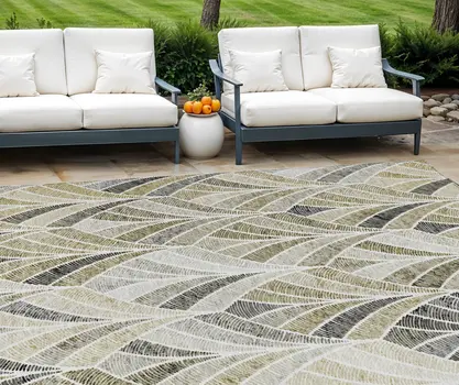 10' X 14' Taupe Ivory And Brown Geometric Washable Indoor Outdoor Area Rug