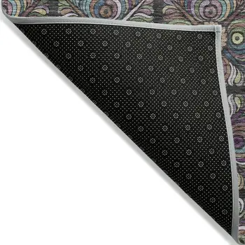 9' X 12' Black Purple And Teal Blue Medallion Washable Indoor Outdoor Area Rug