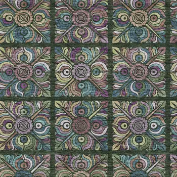 8' X 10' Fern Green Purple And Teal Blue Medallion Washable Indoor Outdoor Area Rug