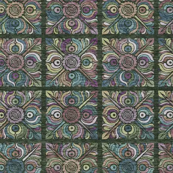 9' X 12' Fern Green Purple And Teal Blue Medallion Washable Indoor Outdoor Area Rug