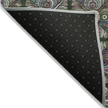 10' X 14' Fern Green Purple And Teal Blue Medallion Washable Indoor Outdoor Area Rug