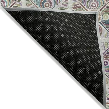 3' X 5' Ivory Purple And Teal Blue Medallion Washable Indoor Outdoor Area Rug