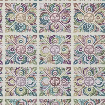 3' X 5' Ivory Purple And Teal Blue Medallion Washable Indoor Outdoor Area Rug