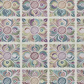 9' X 12' Ivory Purple And Teal Blue Medallion Washable Indoor Outdoor Area Rug