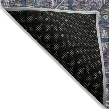 3' X 5' Navy Blue Purple And Teal Blue Medallion Washable Indoor Outdoor Area Rug