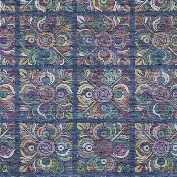 3' X 5' Navy Blue Purple And Teal Blue Medallion Washable Indoor Outdoor Area Rug