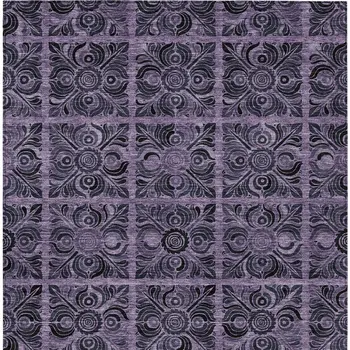 3' X 5' Purple Plum And Charcoal Medallion Washable Indoor Outdoor Area Rug