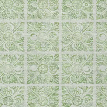 3' X 5' Artichoke Green And Mint Green Medallion Washable Indoor Outdoor Area Rug