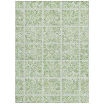 8' X 10' Artichoke Green And Mint Green Medallion Washable Indoor Outdoor Area Rug
