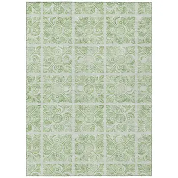 9' X 12' Artichoke Green And Mint Green Medallion Washable Indoor Outdoor Area Rug
