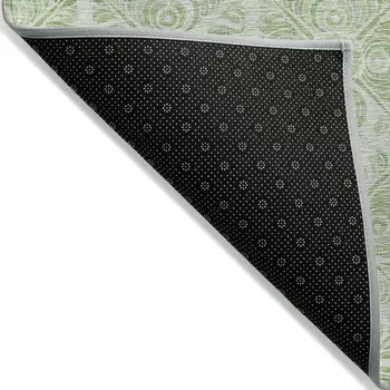 9' X 12' Artichoke Green And Mint Green Medallion Washable Indoor Outdoor Area Rug