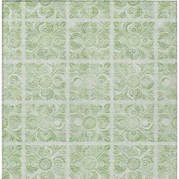9' X 12' Artichoke Green And Mint Green Medallion Washable Indoor Outdoor Area Rug