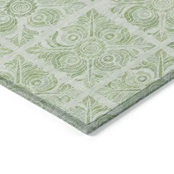 10' X 14' Artichoke Green And Mint Green Medallion Washable Indoor Outdoor Area Rug