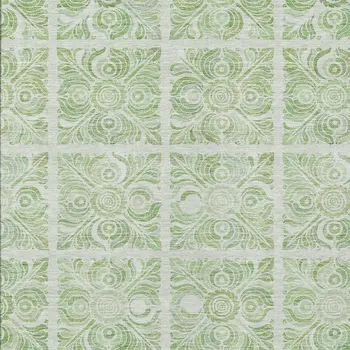10' X 14' Artichoke Green And Mint Green Medallion Washable Indoor Outdoor Area Rug