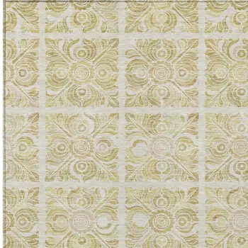 3' X 5' Beige And Tan Medallion Washable Indoor Outdoor Area Rug