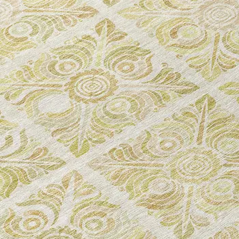 8' Beige And Tan Round Medallion Washable Indoor Outdoor Area Rug