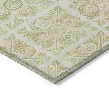8' X 10' Beige And Tan Medallion Washable Indoor Outdoor Area Rug