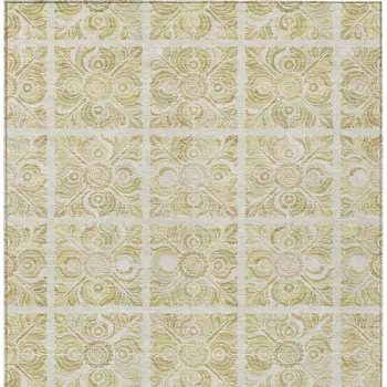 8' X 10' Beige And Tan Medallion Washable Indoor Outdoor Area Rug