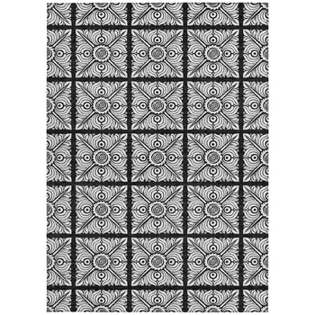 9' X 12' Black Ivory And Gray Medallion Washable Indoor Outdoor Area Rug