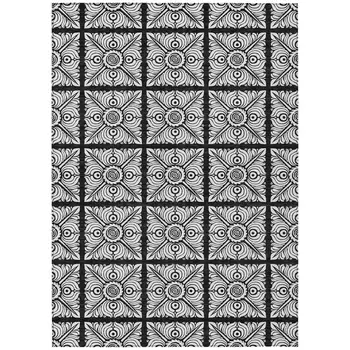 9' X 12' Black Ivory And Gray Medallion Washable Indoor Outdoor Area Rug