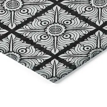 9' X 12' Black Ivory And Gray Medallion Washable Indoor Outdoor Area Rug