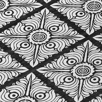 10' X 14' Black Ivory And Gray Medallion Washable Indoor Outdoor Area Rug