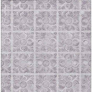 5' X 8' Lavender And Silver Medallion Washable Indoor Outdoor Area Rug
