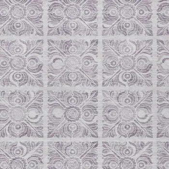 5' X 8' Lavender And Silver Medallion Washable Indoor Outdoor Area Rug
