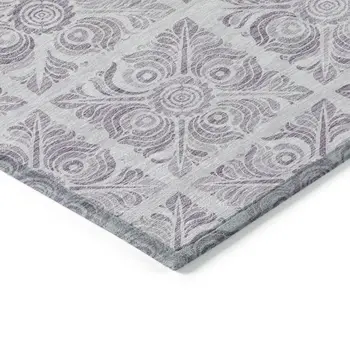 8' X 10' Lavender And Silver Medallion Washable Indoor Outdoor Area Rug